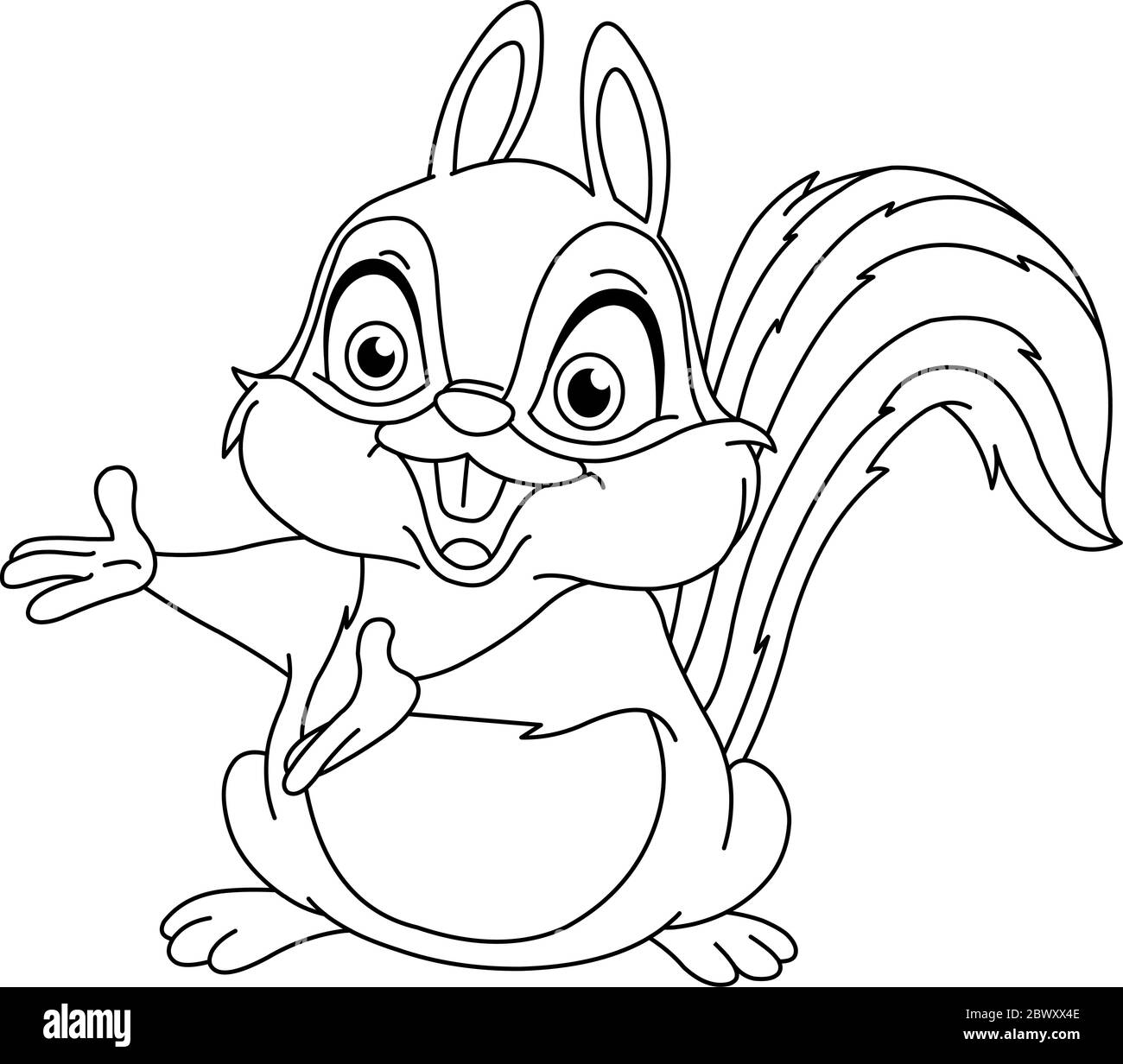 Outlined squirrel vector illustration coloring page stock vector image art