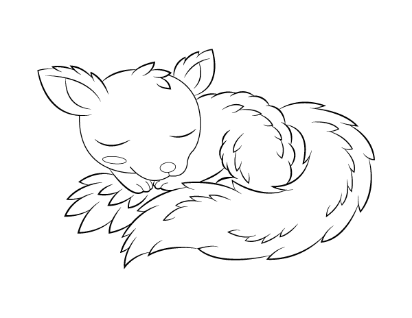 Printable cute sleeping squirrel coloring page