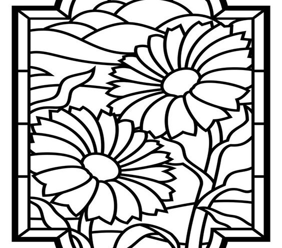 Free easy to print stained glass coloring pages