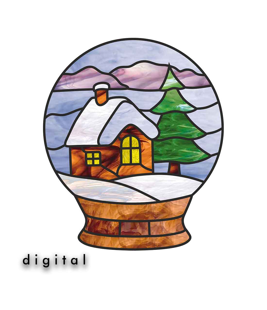 Christmas snow globe stained glass pattern christmas village stained glass window â stained glass patterns suncatchers