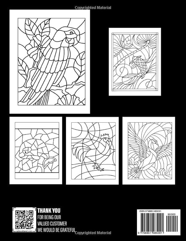 Animal stained glass coloring book vivid by parker mariyah