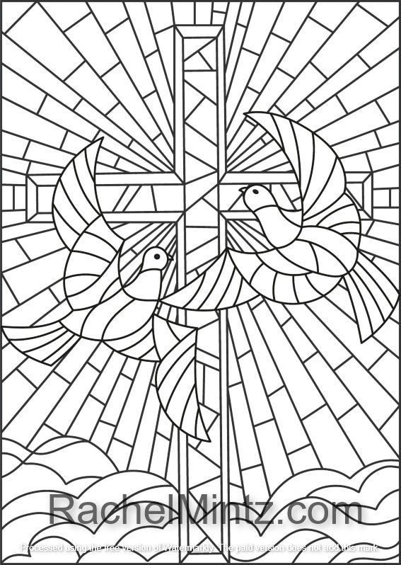 Religious abstract stained glass pdf coloring book