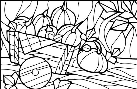 Pumpkins stained glass coloring page free printable coloring pages