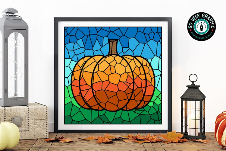 Stained glass mosaic fall pumpkin svg design