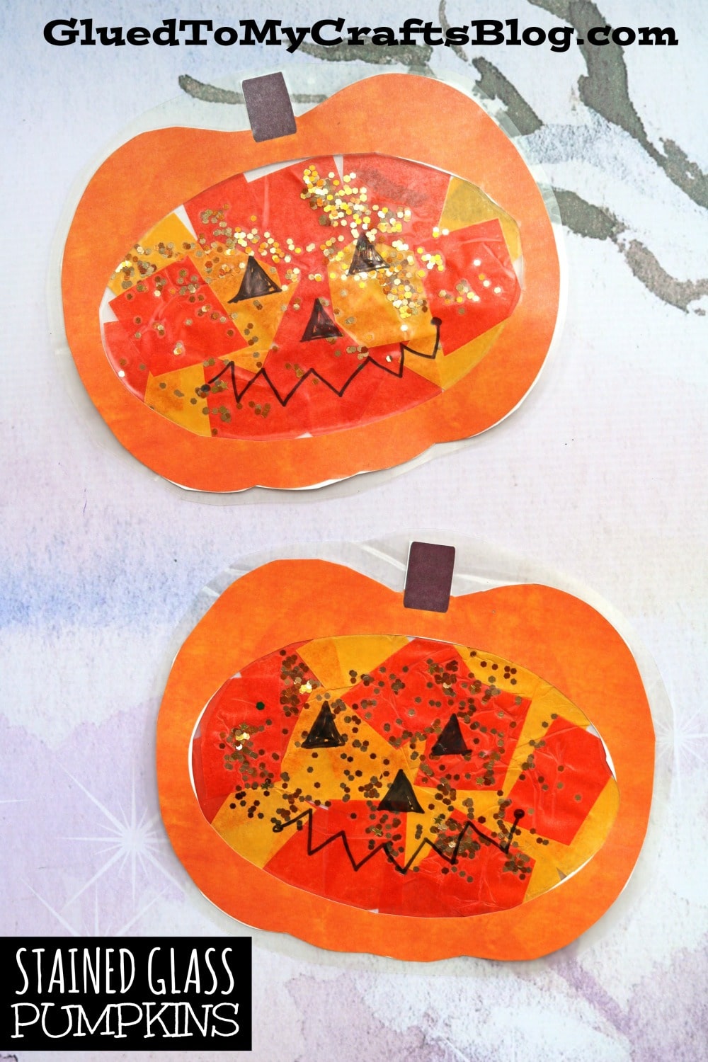 Stained glass pumpkin craft idea