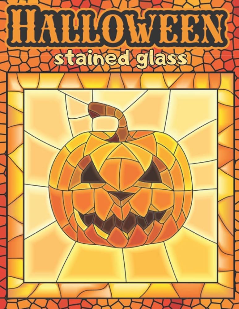 Stained glass halloween loring book lor by number loring book for adults for stress relief and relaxation halloween stained glass lor by book for adults relaxing with large print halloween