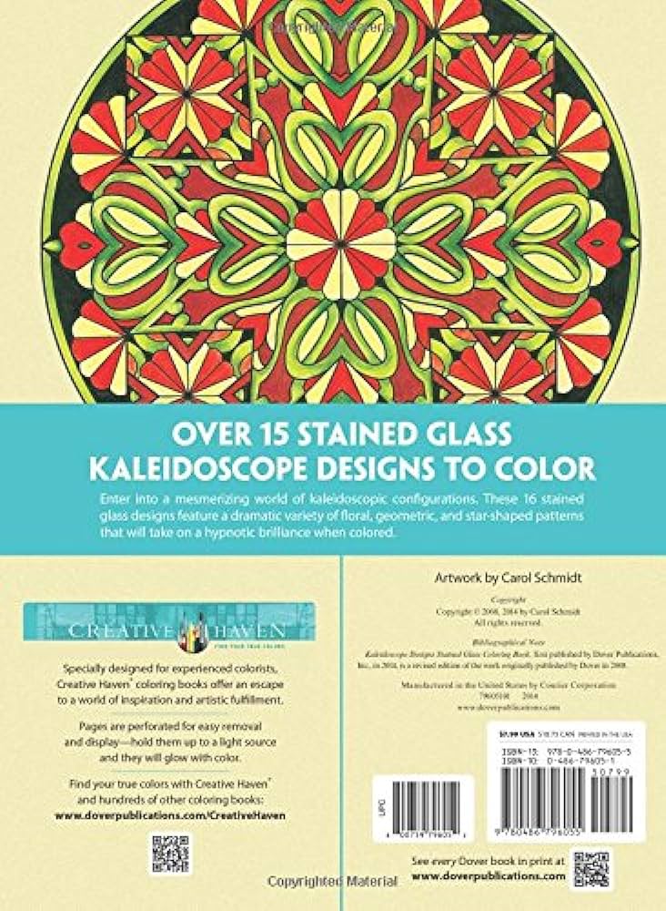 Creative haven kaleidoscope designs stained glass coloring book adult coloring books art design schmidt carol books