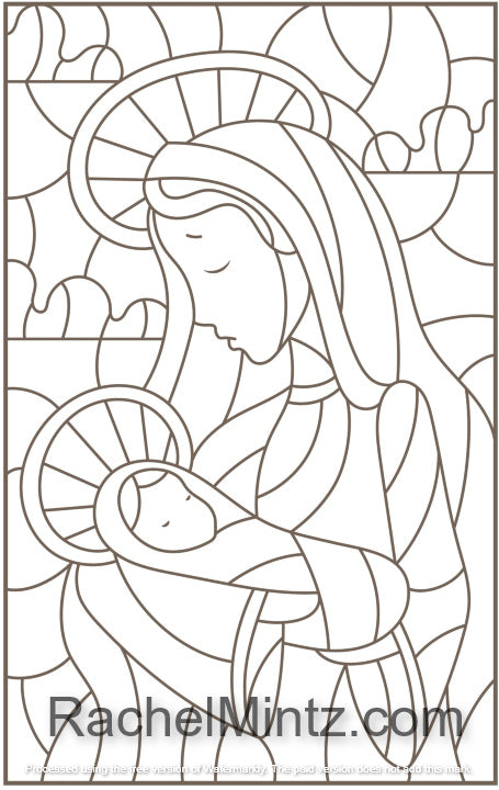 Religious abstract stained glass pdf coloring book