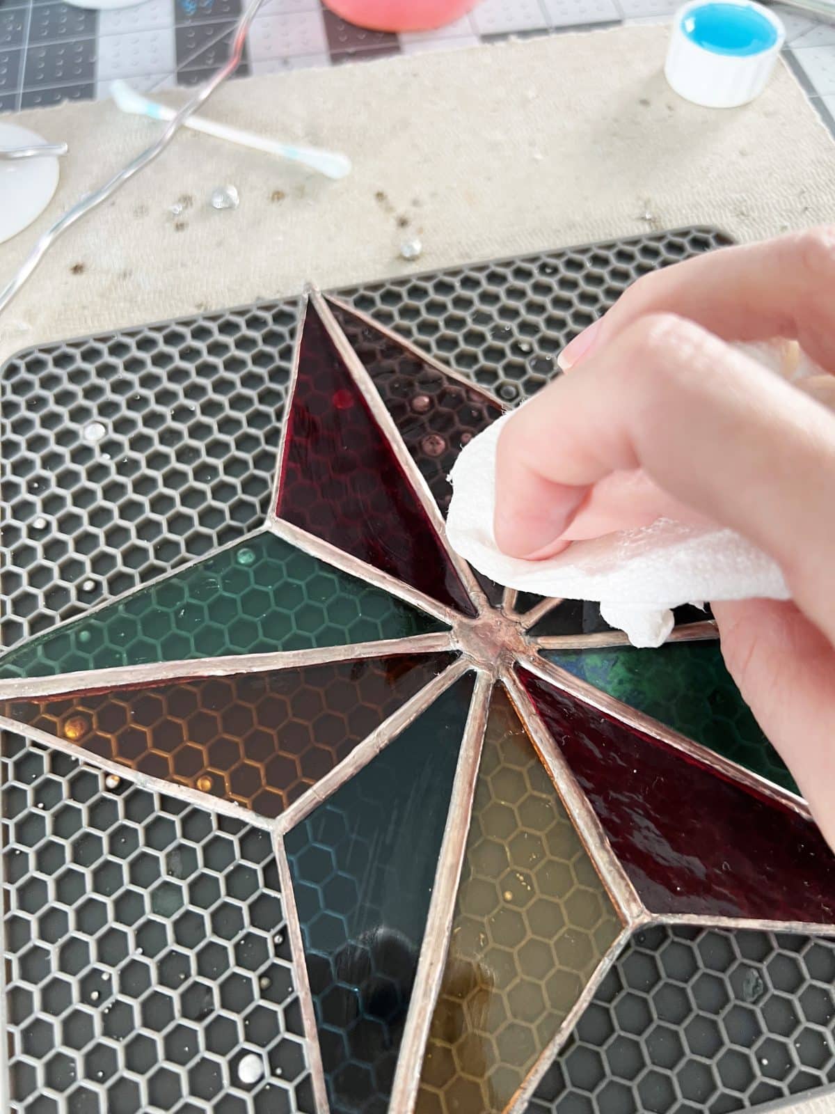 Handmade stained glass star ornaments