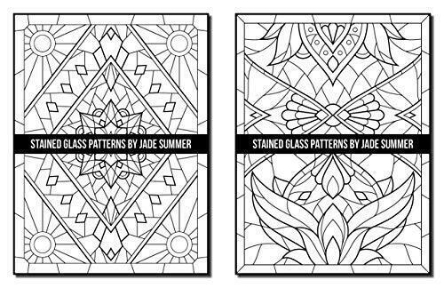 Stained glass patterns an adult coloring book with inspirational window