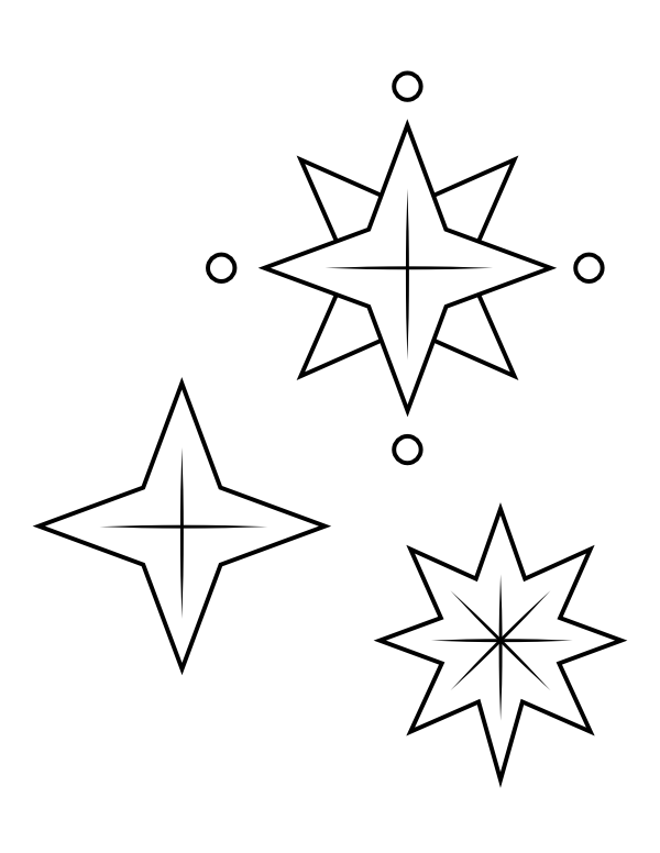 Printable christmas stars coloring page