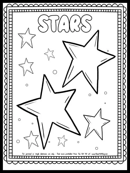 Free printable stars coloring page â the art kit