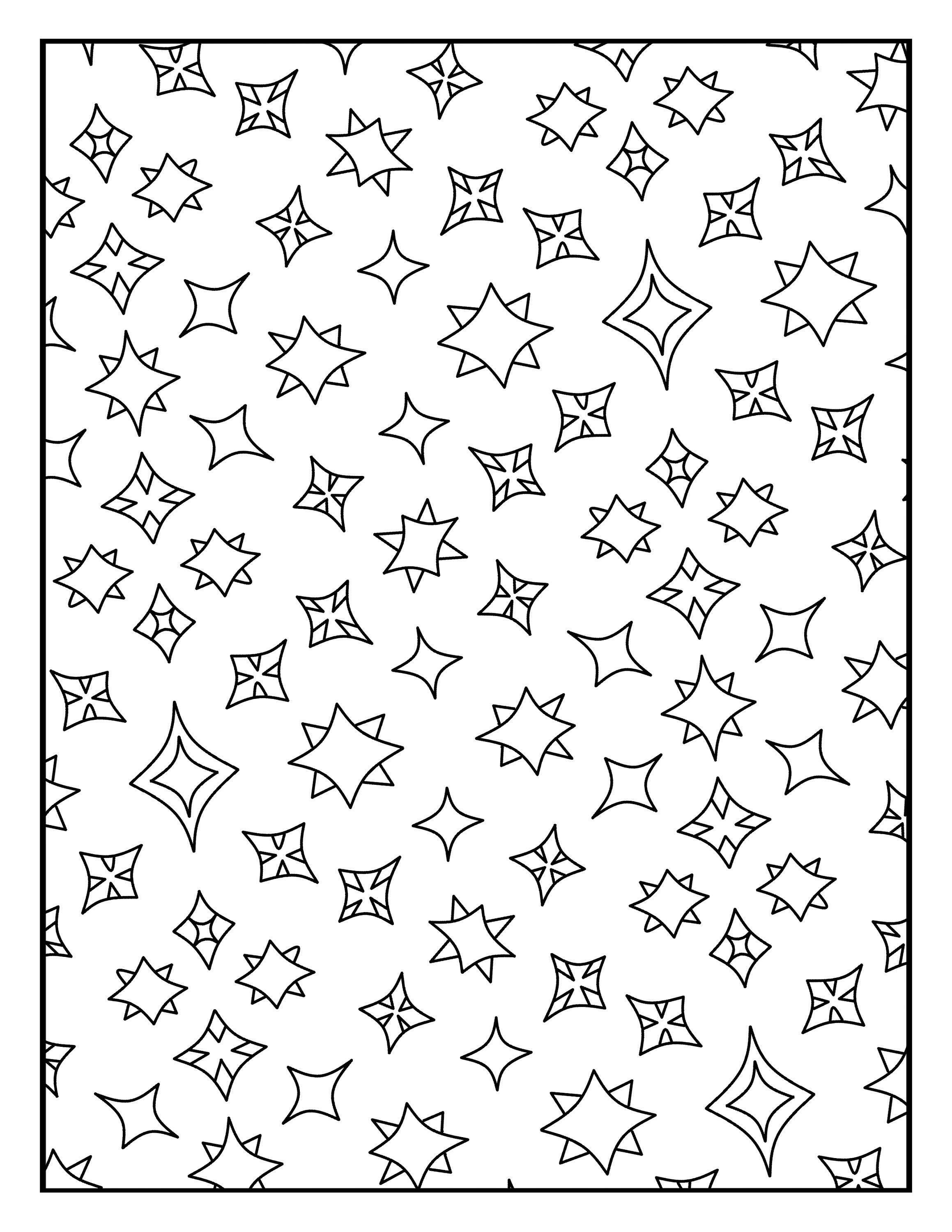 Coloring page stars diamonds geometric printable