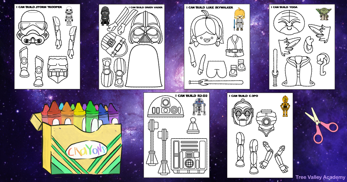 Star wars coloring pages paper crafts