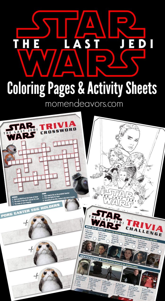 Star wars the last jedi trivia activity sheets coloring pages