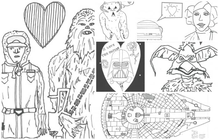 More star wars inspired valentines coloring pages