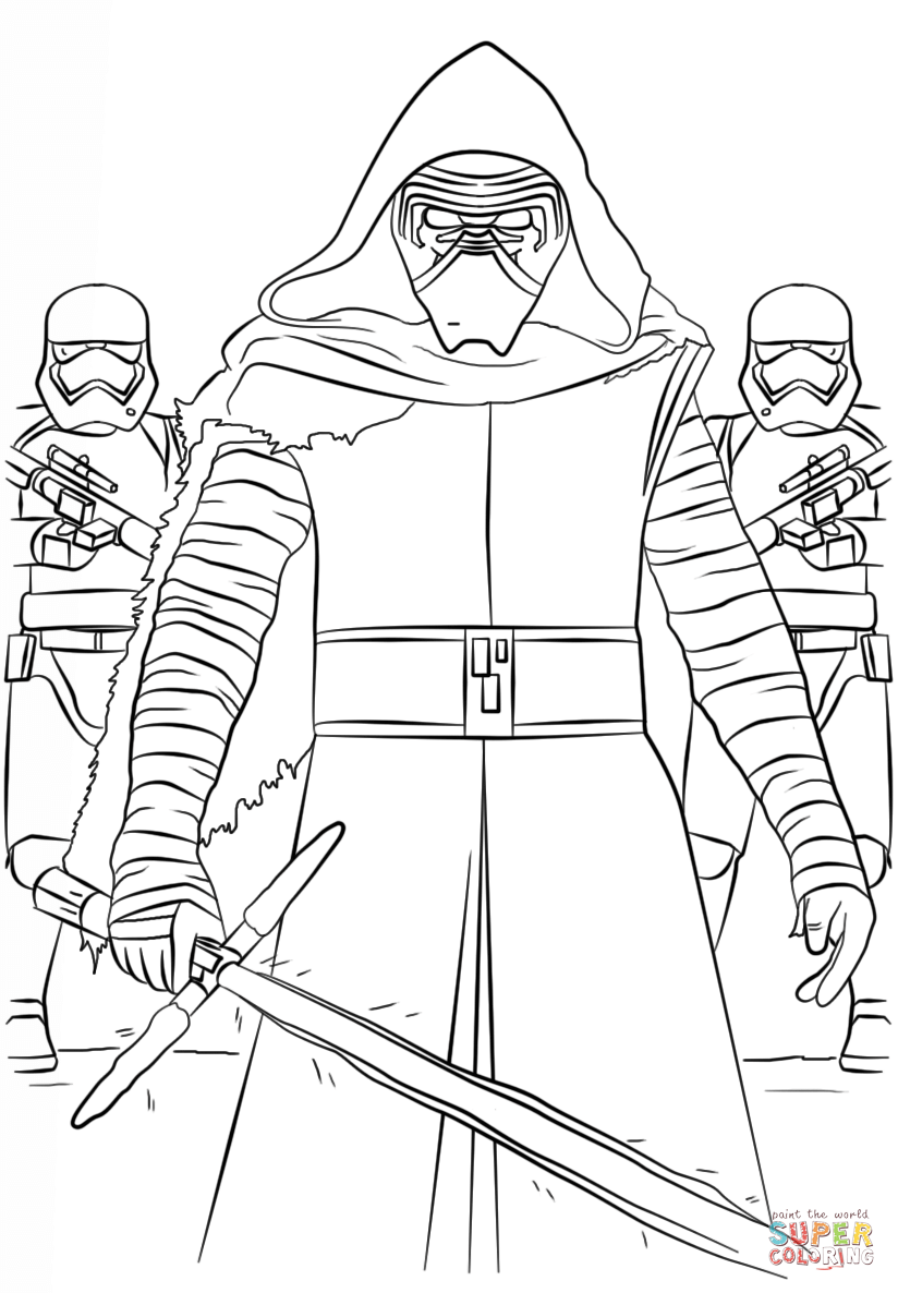 Kylo ren and the first order stormtroopers coloring page free printable coloring pages