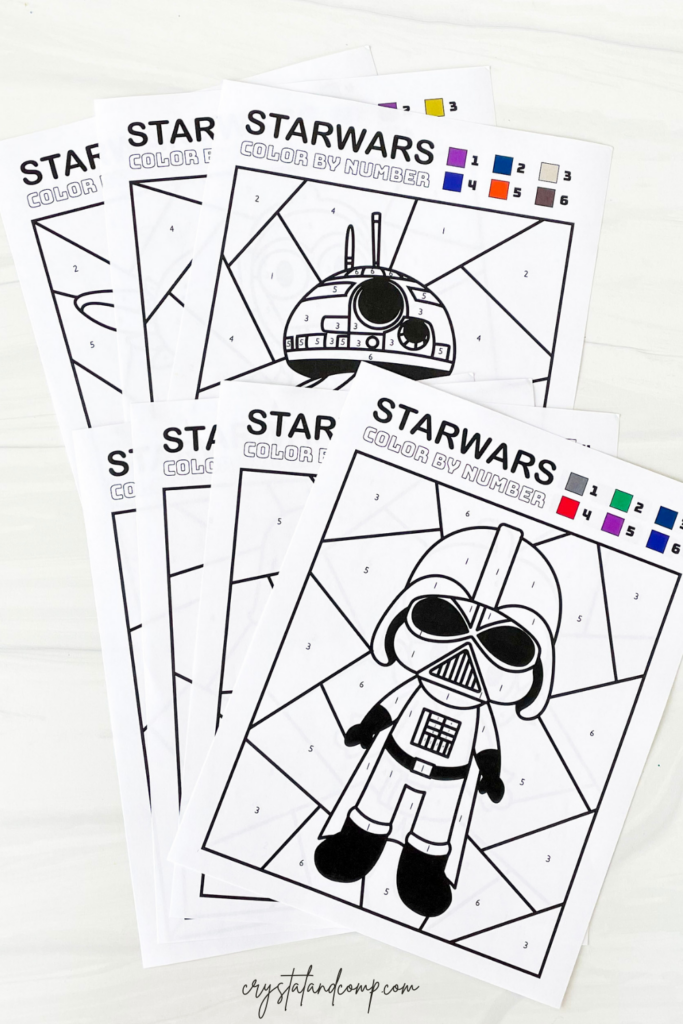 Star wars color by number printables