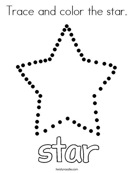 Trace and color the star coloring page