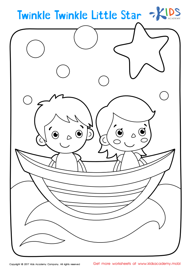 Twinkle twinkle little star coloring page free printable worksheet for kids