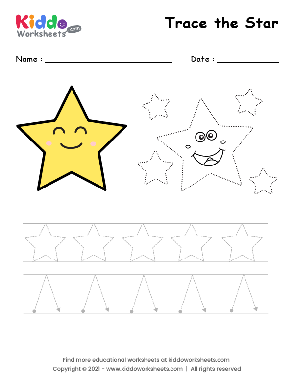 Free printable star shape tracing worksheet