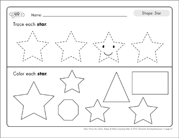 Stars printable worksheets activities lesson plans decorations