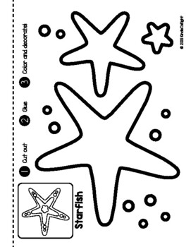 Starfish cut and paste fine motor activity fun scissor skills printable craft