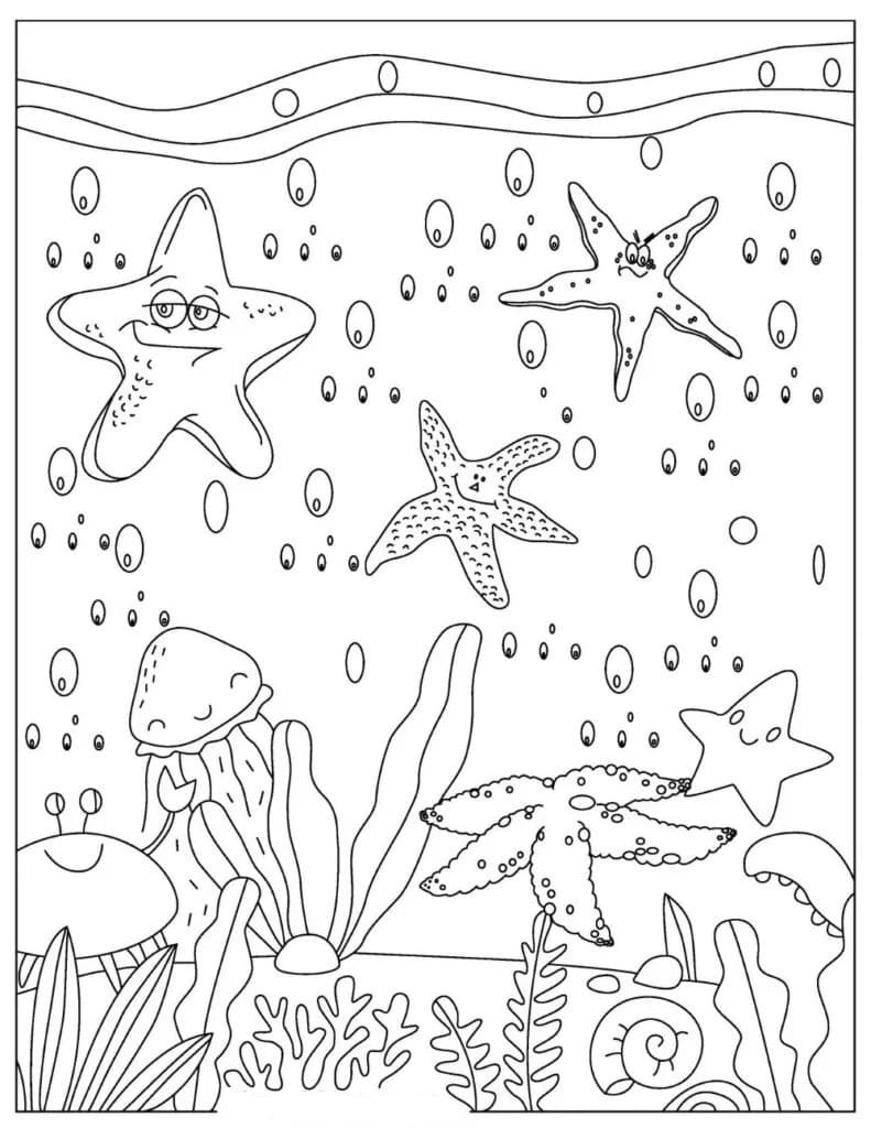 Starfish coloring pages printable for free download