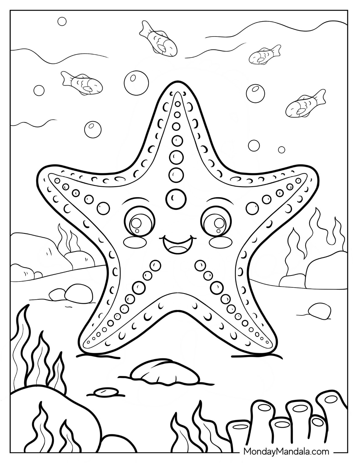 Starfish coloring pages free pdf printables