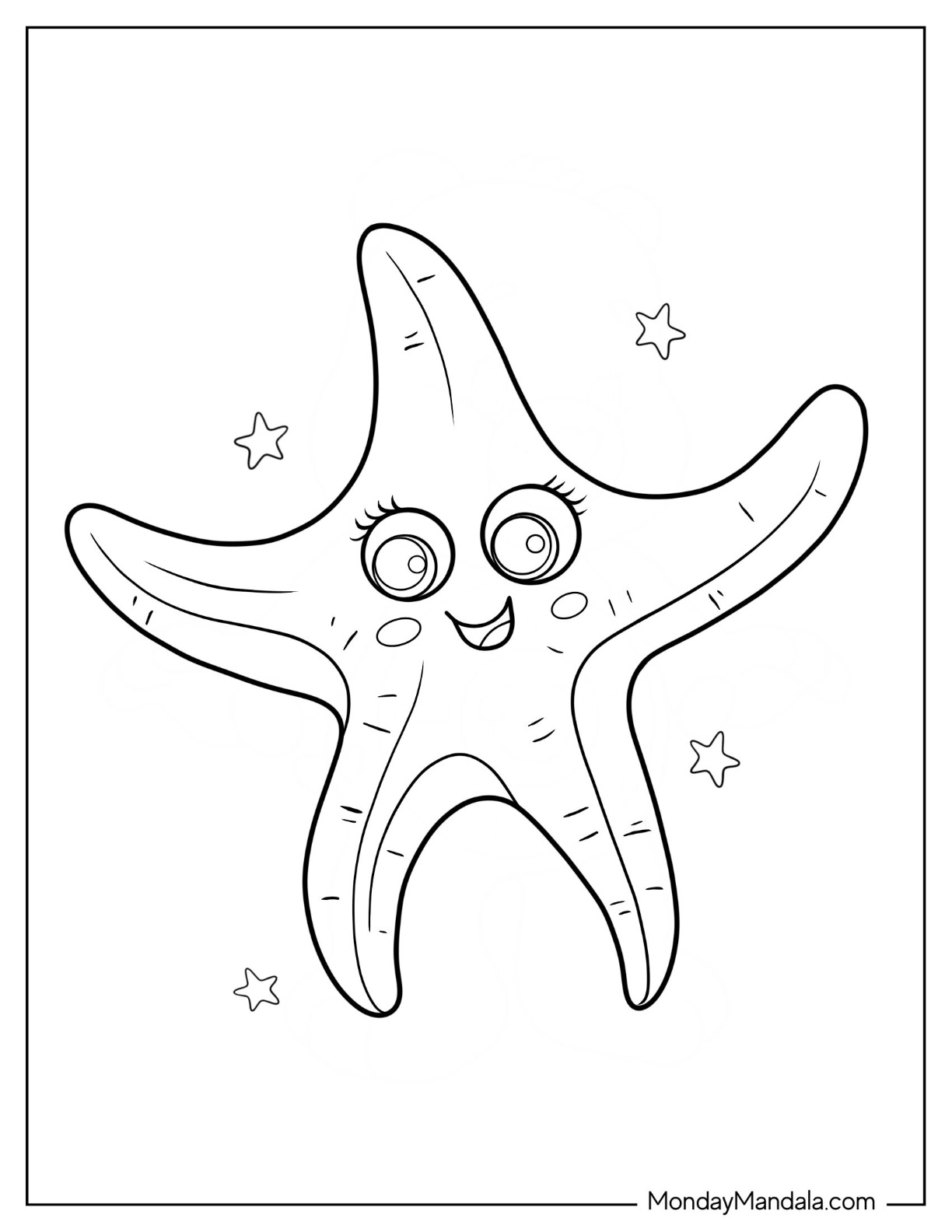 Starfish coloring pages free pdf printables