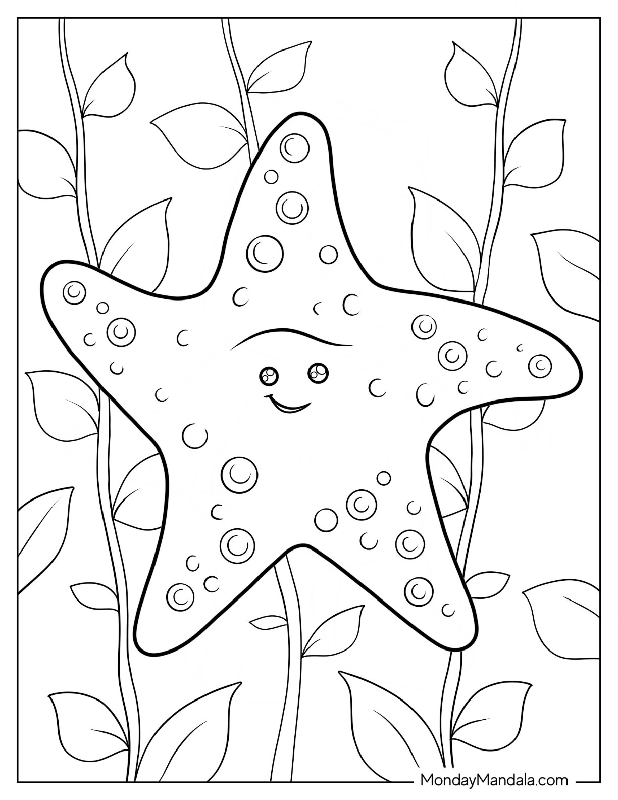 Starfish coloring pages free pdf printables