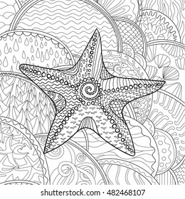 Starfish high details adult antistress coloring stock vector royalty free