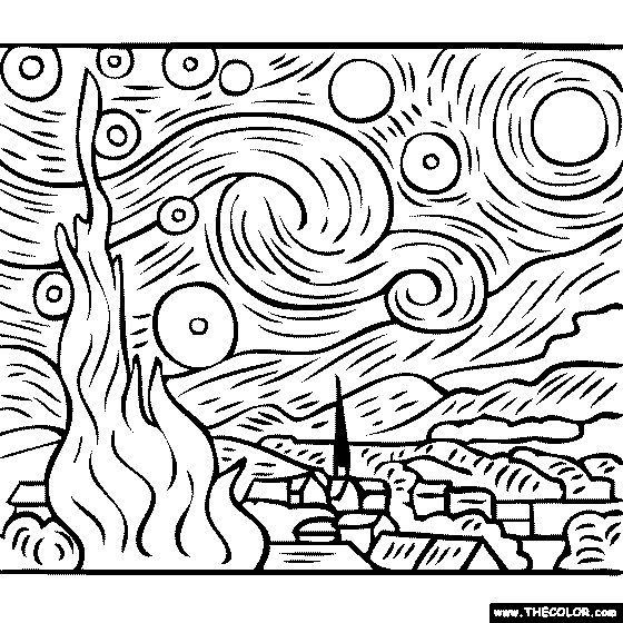 Famous paintings coloring pages page van gogh coloring starry night van gogh van gogh paintings