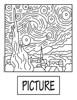 The starry night by van gogh collaborative activity coloring pages