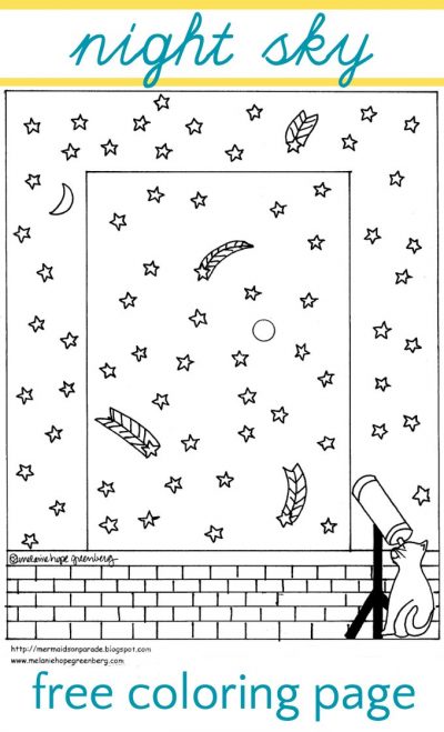 Charming night sky coloring page