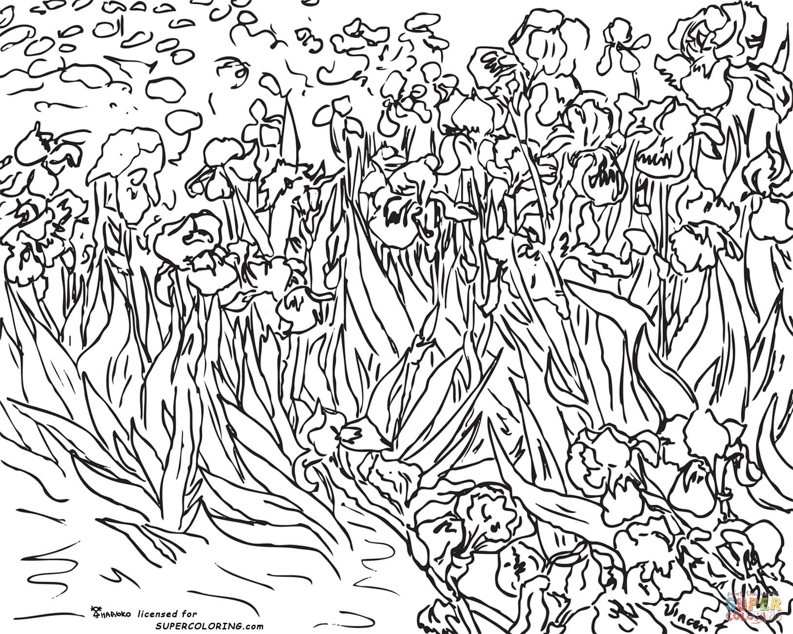 Irises by vincent van gogh coloring page free printable coloring pages