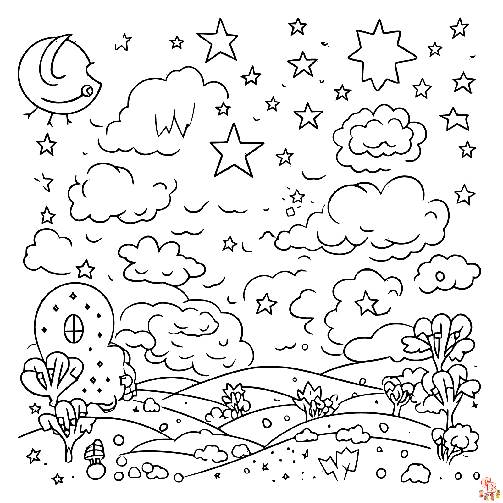 Printable night sky coloring pages free for kids and adults