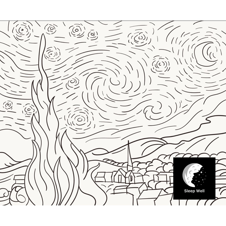 Starry sky mandala coloring page
