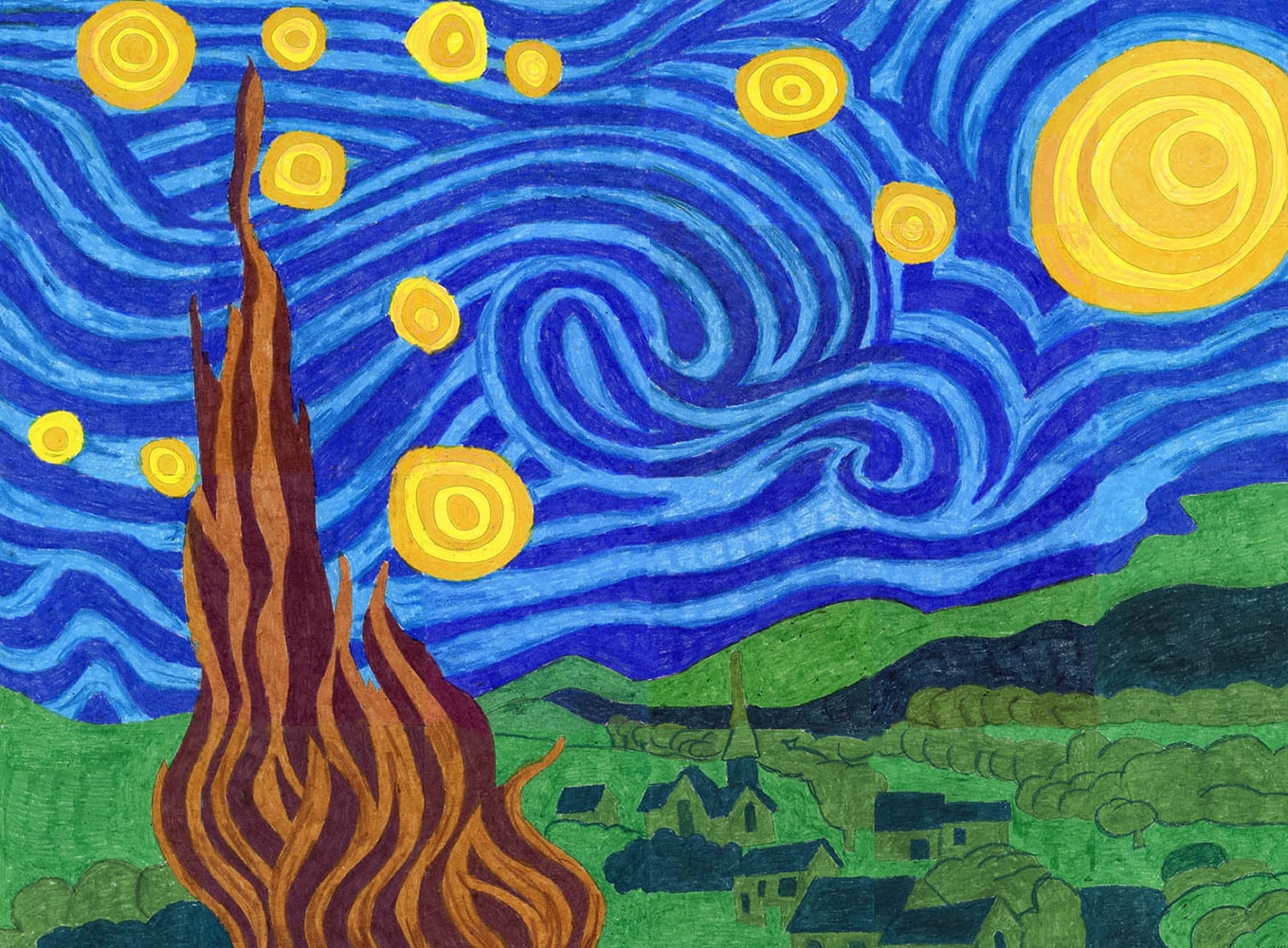 Starry night mural