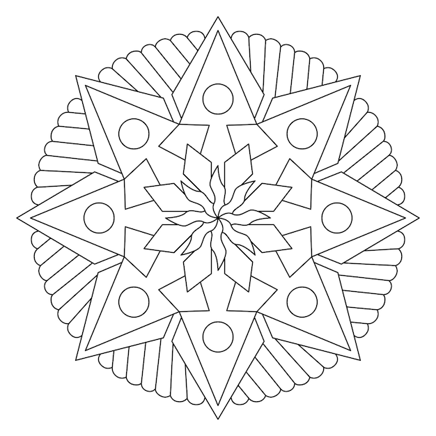 Premium vector printable star mandala coloring page