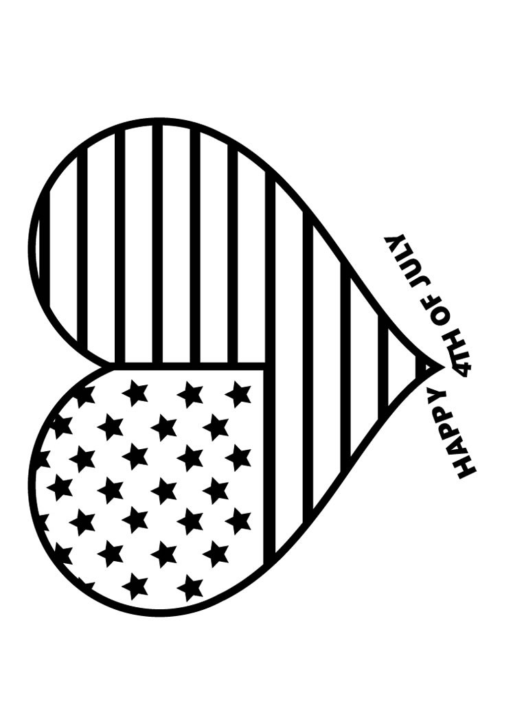 Th of july patriotic heart coloring pages