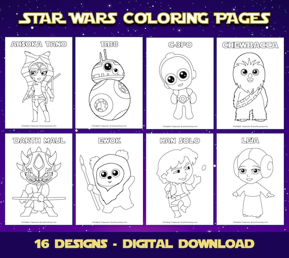 Star wars coloring pages coloring pages printable birthday star wars party favors activity book printable coloring pages for kids instant download