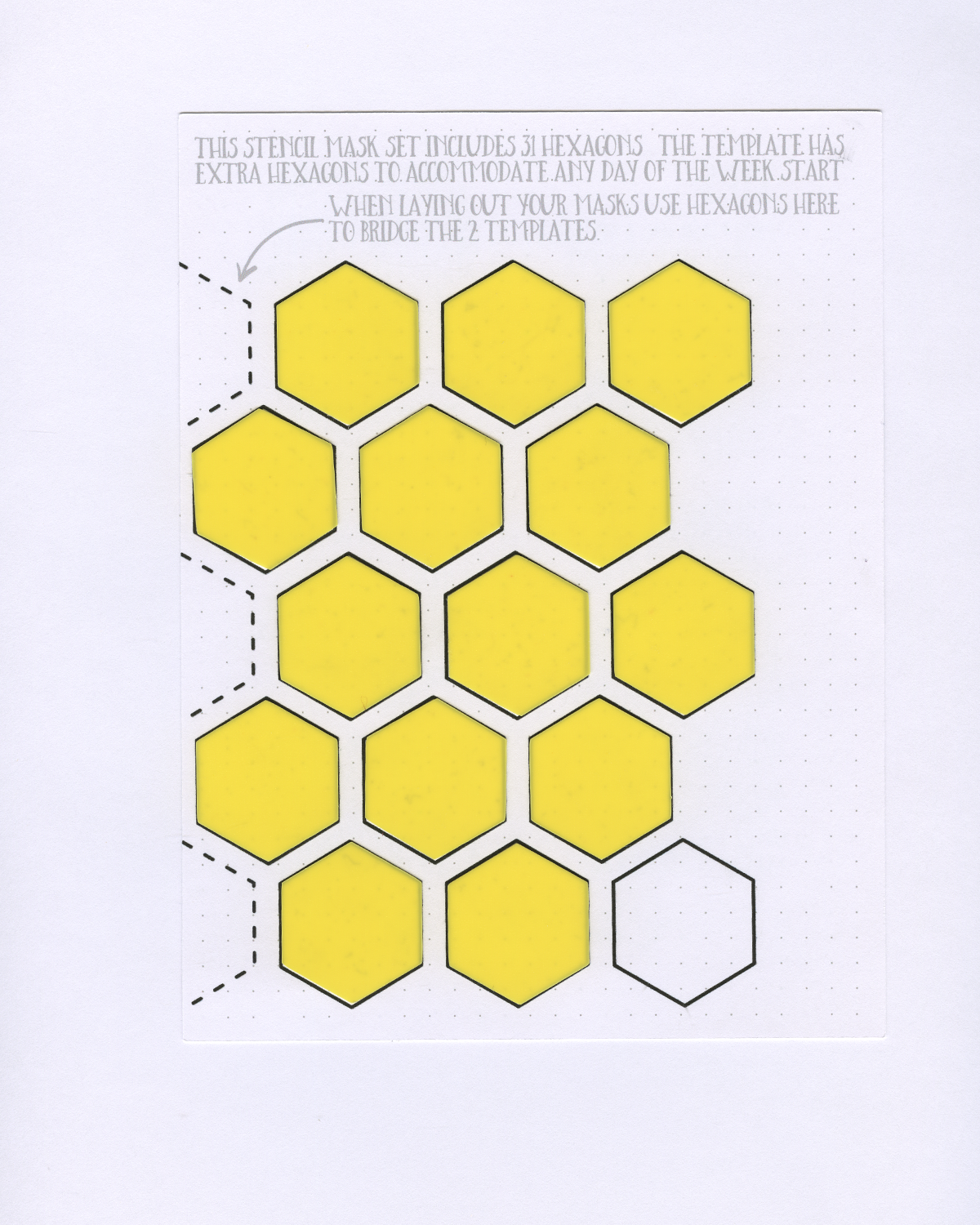 Hexagon month on pages stencil mask â