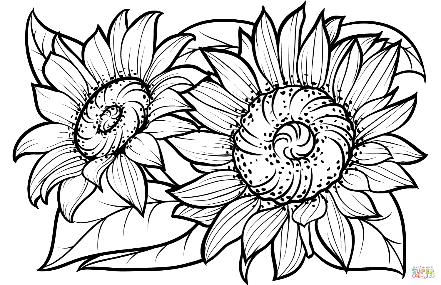 Sunflowers coloring page free printable coloring pages