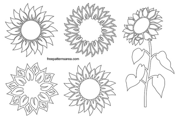 Free sunflowers svg silhouette vector file