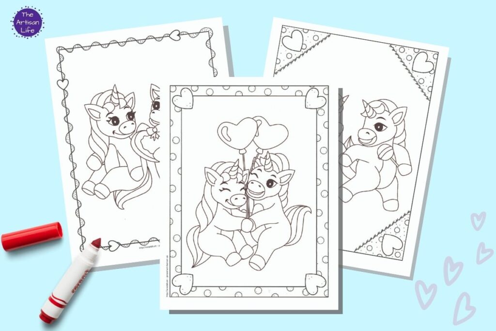 Super cute free printable valentine unicorn coloring pages