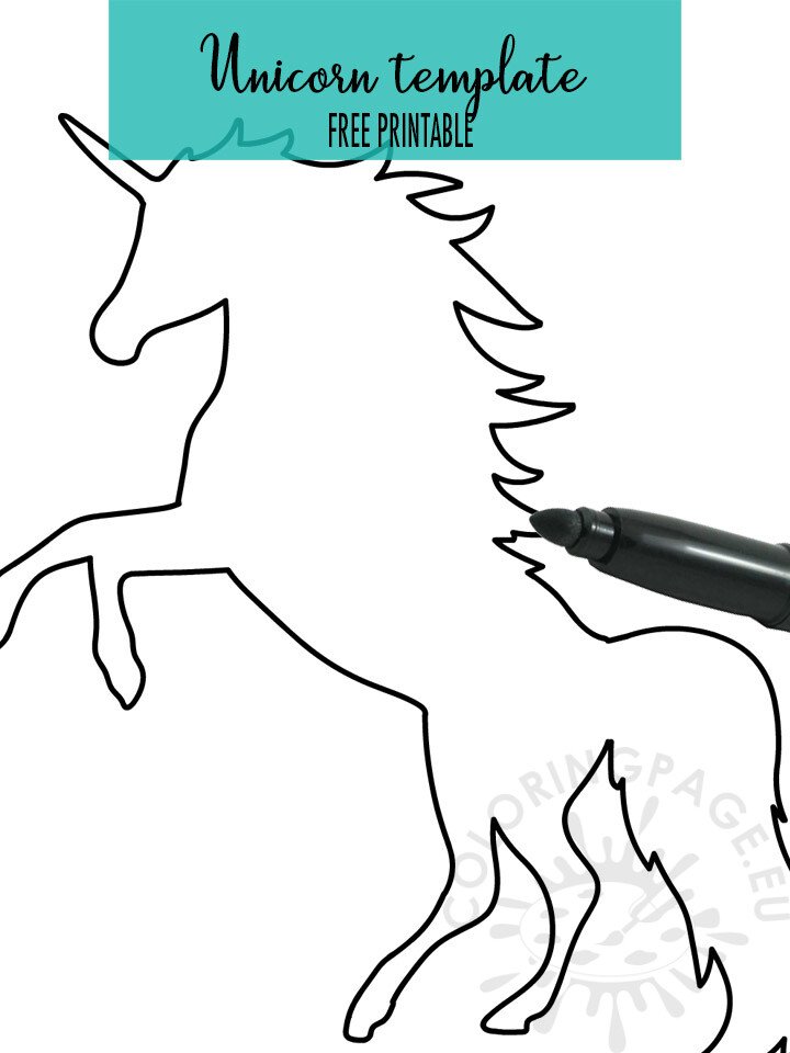 Unicorn template coloring page