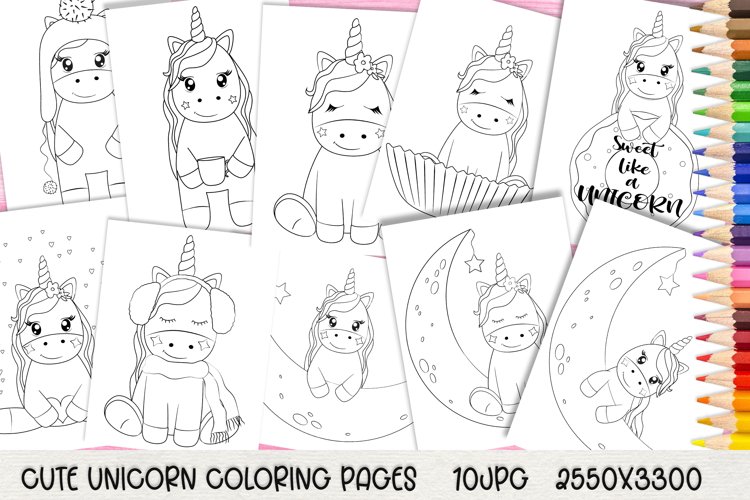 Cute unicorn coloring book pages for kids jpg