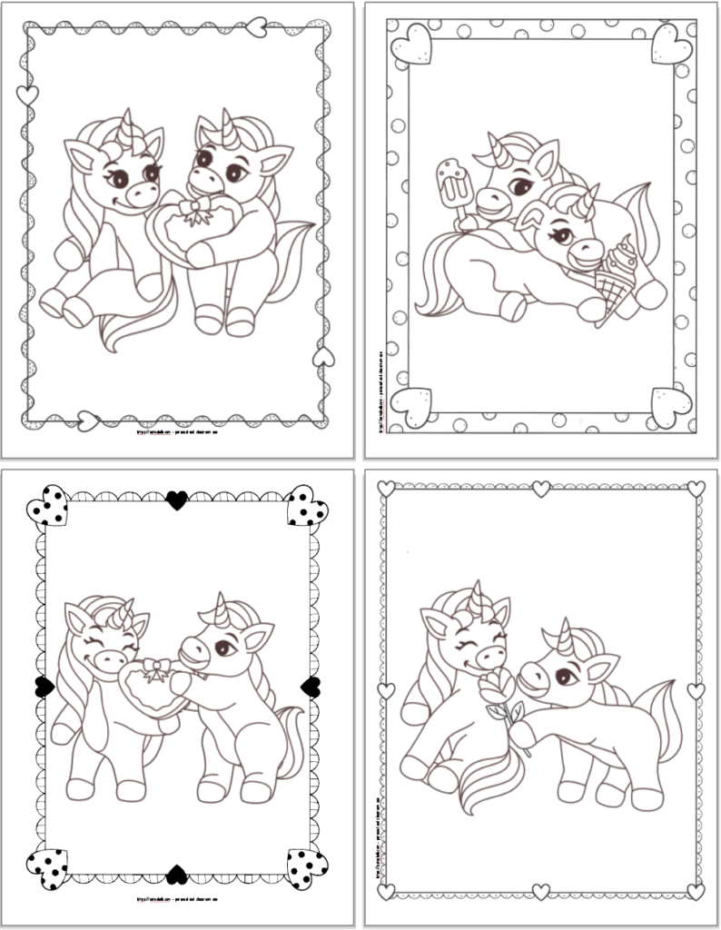 Super cute free printable valentine unicorn coloring pages