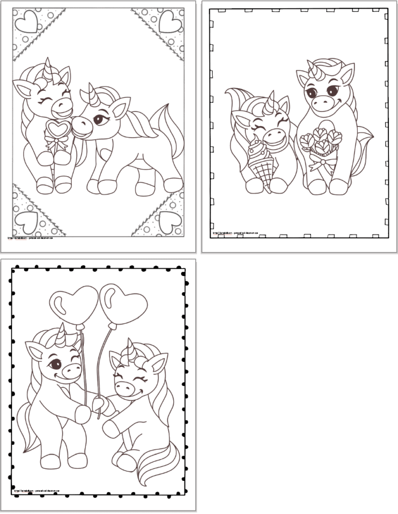 Super cute free printable valentine unicorn coloring pages